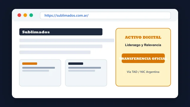 Vista del activo digital estratégico sublimados.com.ar y transferencia formal